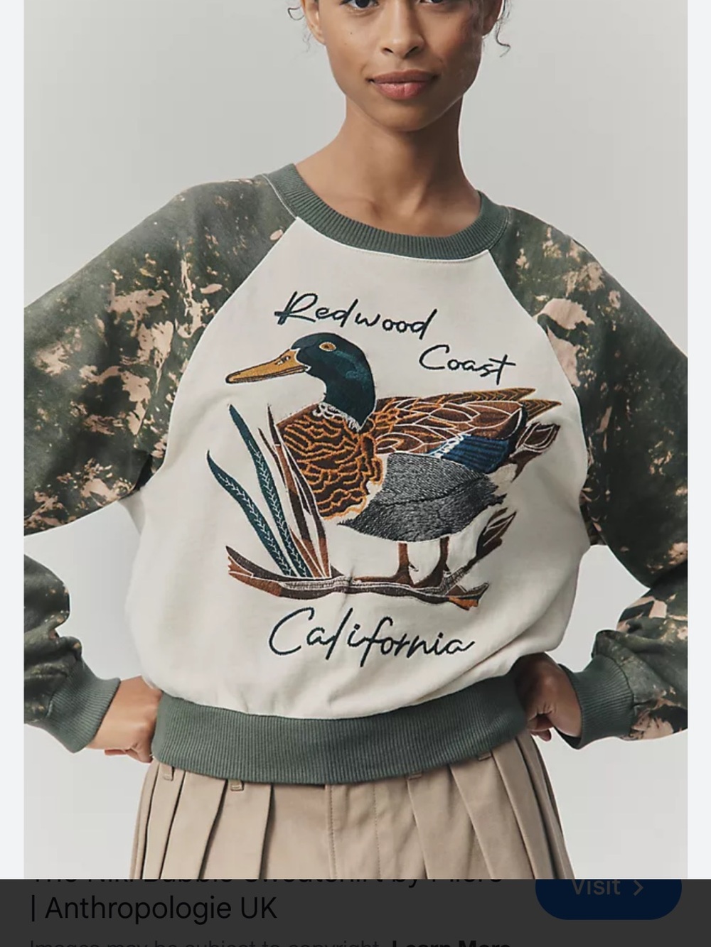 Anthropologie Redwood Coast California Duck Graphic Pullover - Black & Cream